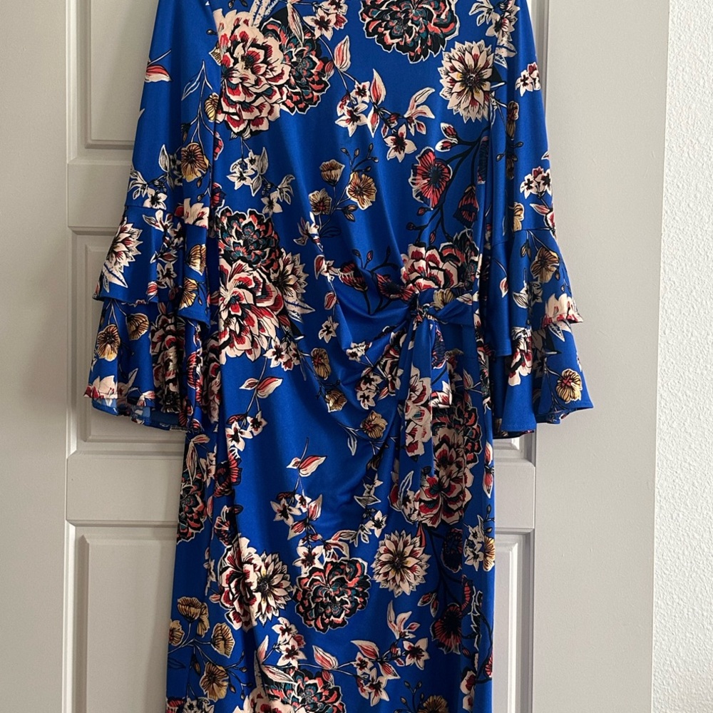 Shelby + Palmer Floral Blue Wrap Dress